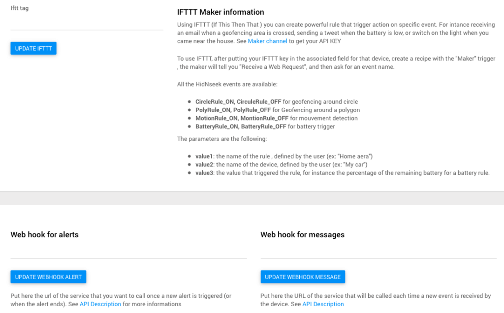 IFTTT Webhook Configuration