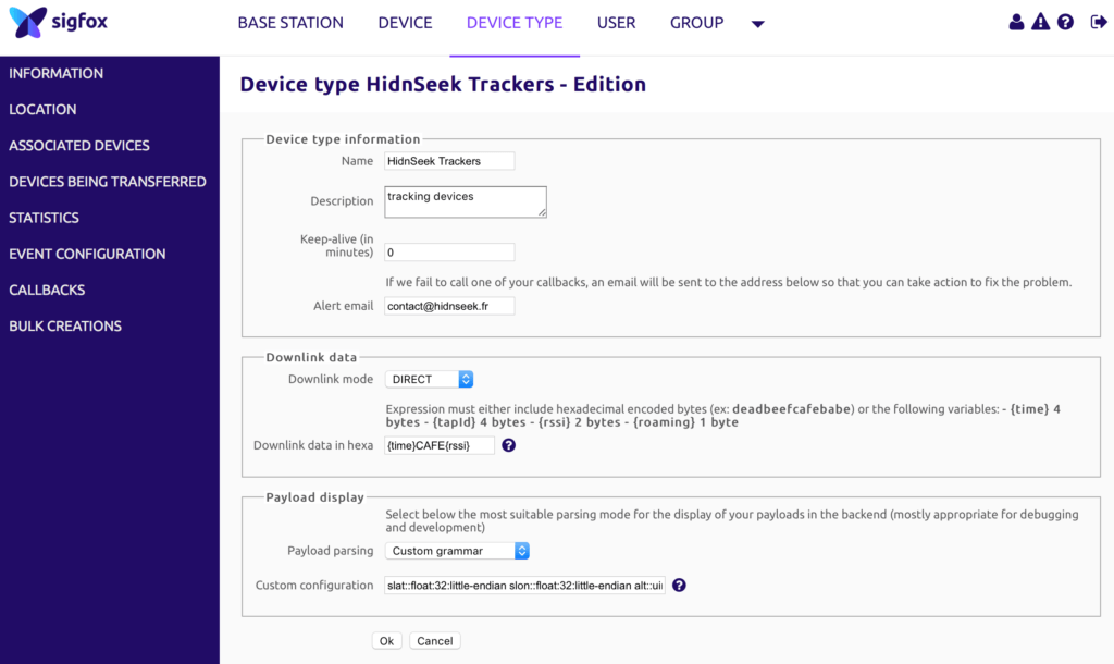 Sigfox callback oyster mode direct